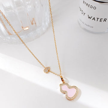 WULU 2 MOTIF PINK MOP PINK GOLD NECKLACE