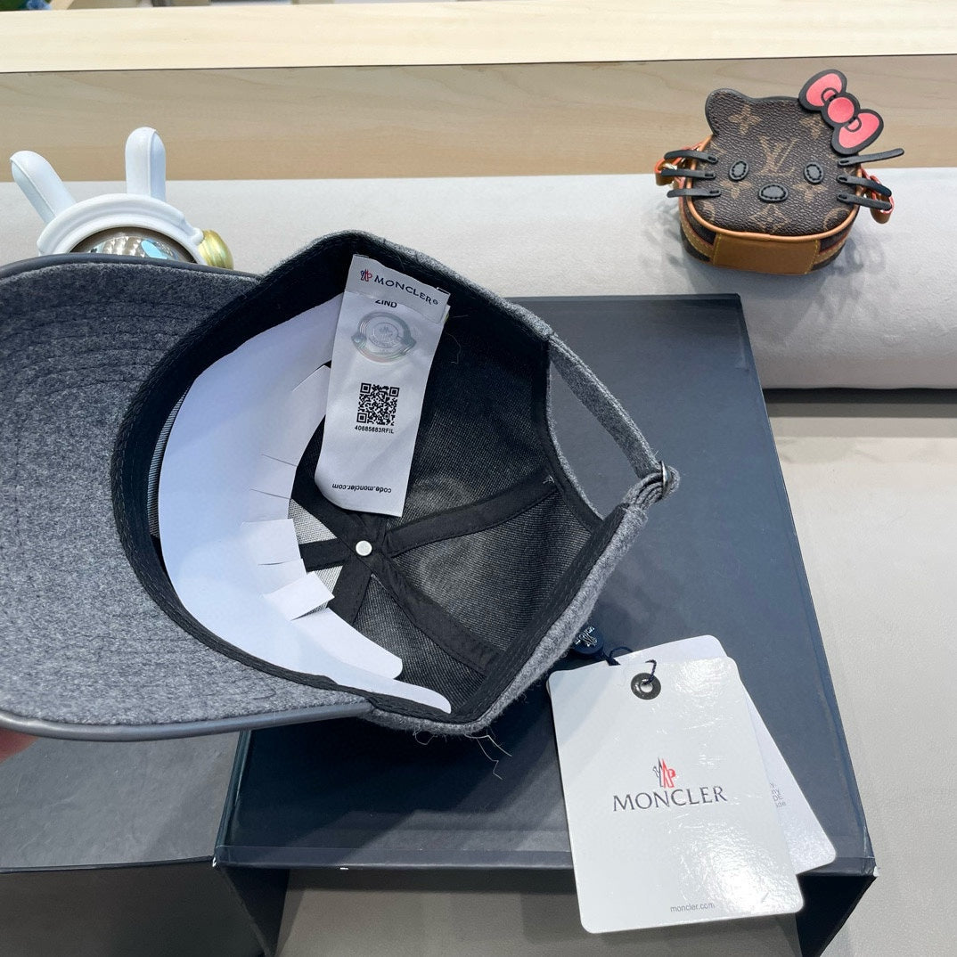 WOOL-TWEED AND LEATHER BASEBALL CAP SHARK GRAY 428239
