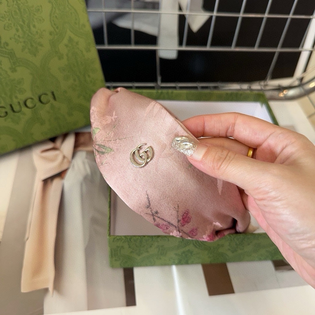 PALE PINK GRAY SILK-BLEND HAIRBAND 407923