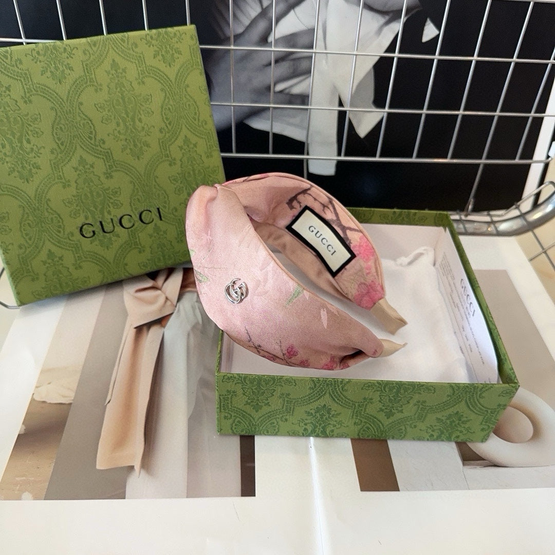 PALE PINK GRAY SILK-BLEND HAIRBAND 407923