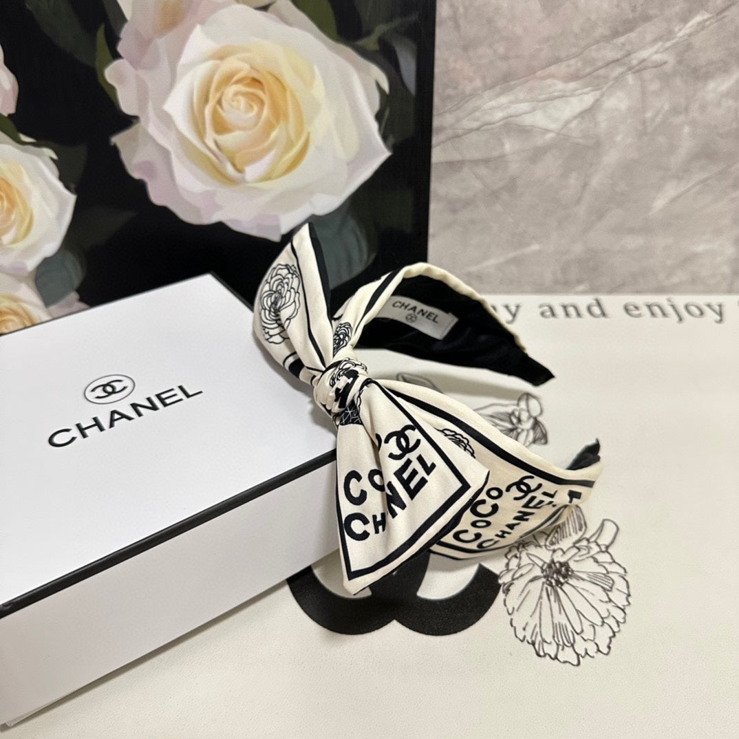 WHITE MIX BLACK SILK HEADBAND 168589