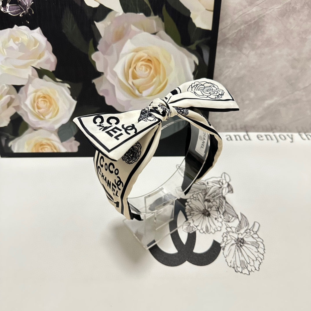 WHITE MIX BLACK SILK HEADBAND 168589