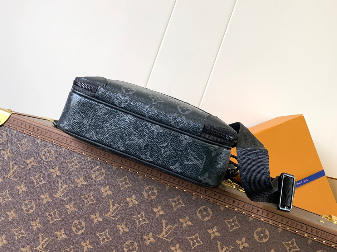 NANO ALPHA BAG 24 IN BLACK MONOGRAM ECLIPSE CANVAS AND COWHIDE