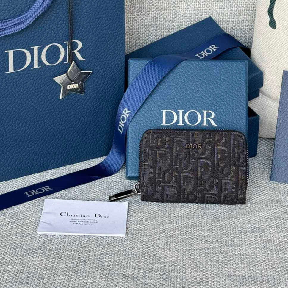 ZIPPED MINI WALLET 10 IN BLACK MONOGRAM OBLIQUE JACQUARD