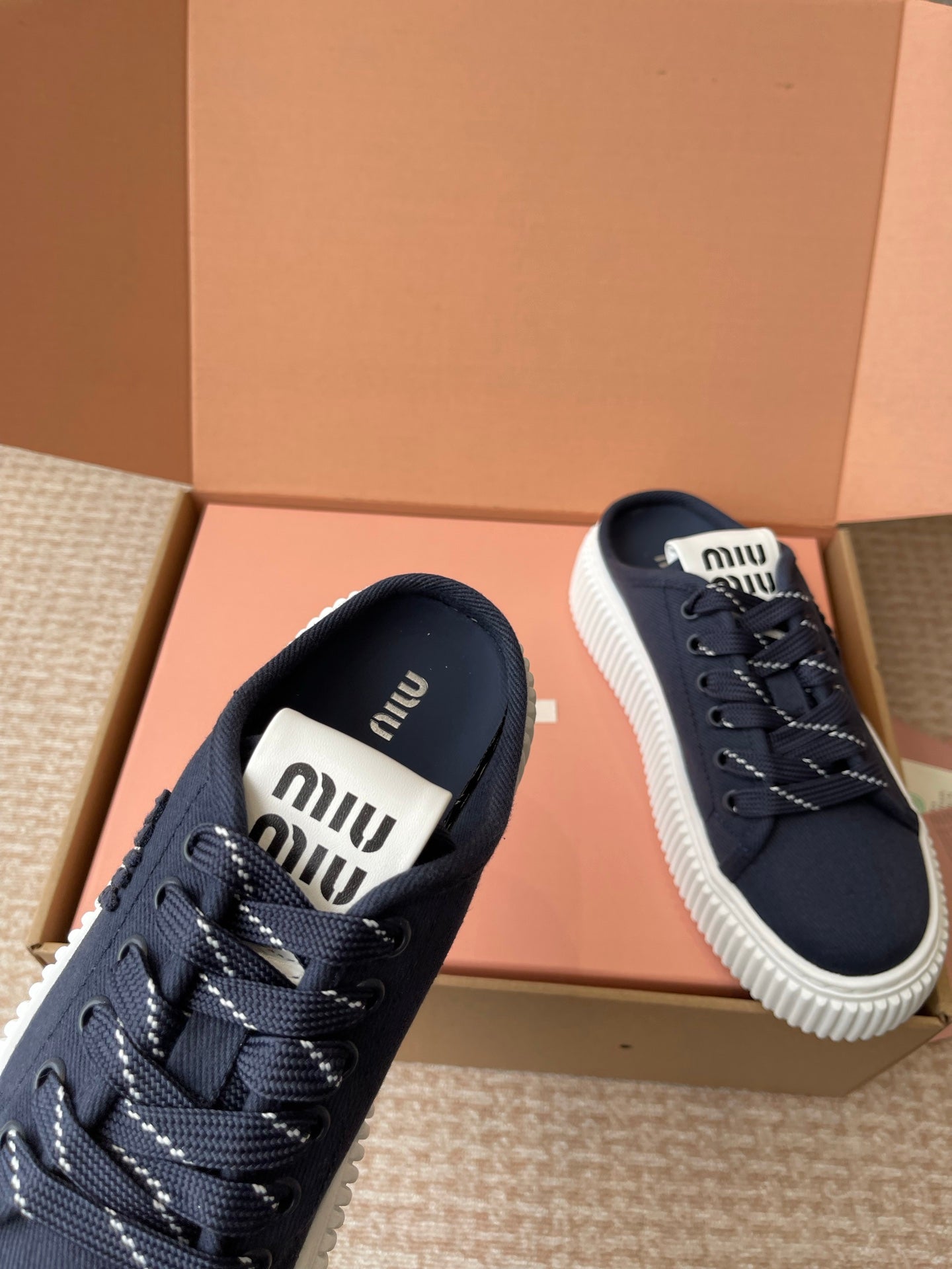 WASH SNEAKER MULES IN DARK NAVY DENIM