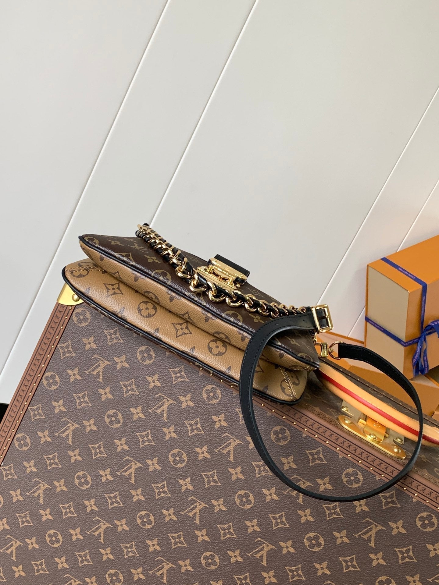 TWINNY BAG 29 IN BROWN MONOGRAM CANVAS AND CALFSKIN