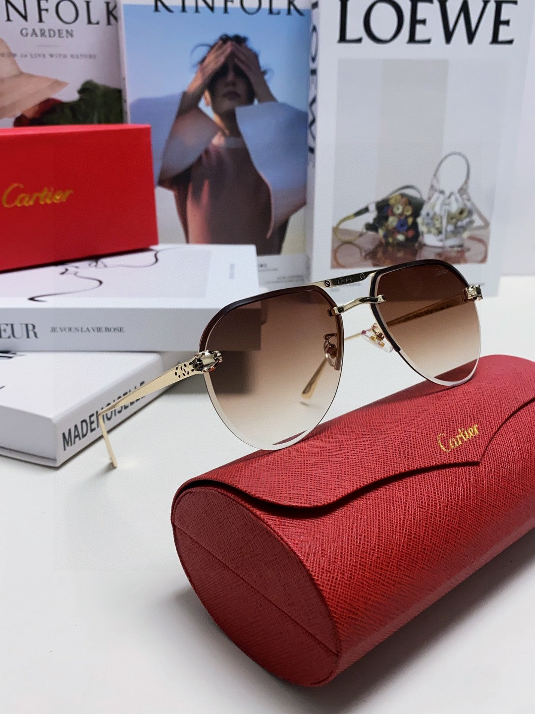 PANTHÈRE AVIATOR FRAME SUNGLASSES 562065 IN METAL