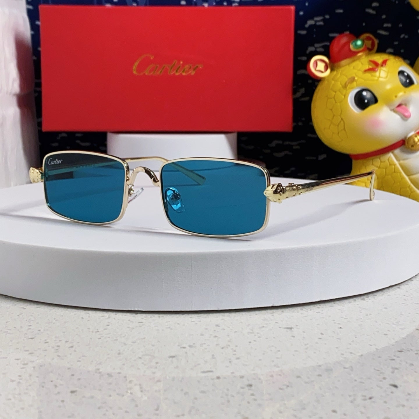 PANTHÈRE RECTANGULAR FRAME SUNGLASSES CT0473S IN METAL