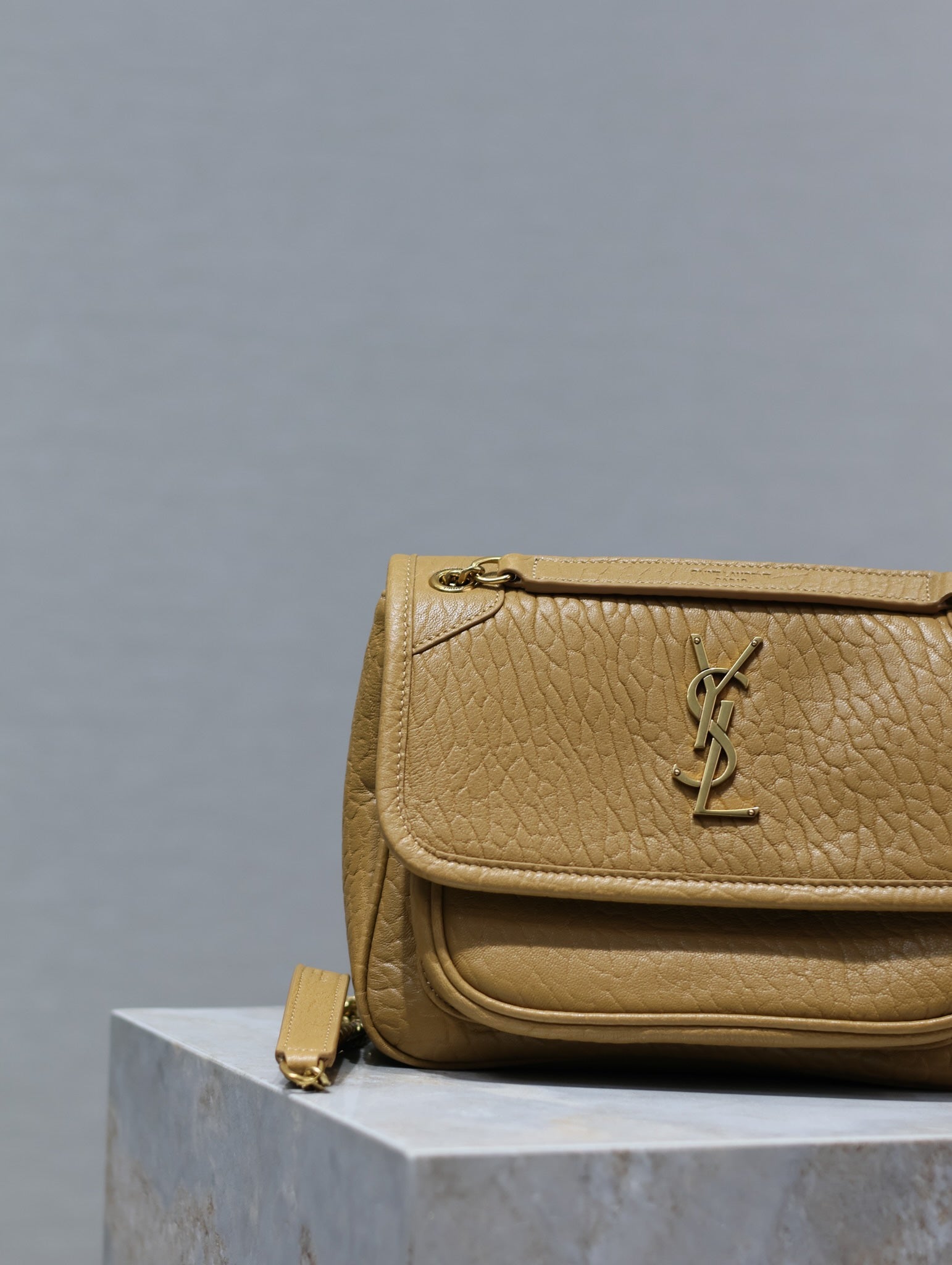 NIKI BABY 22 IN DIJON YELLOW ELEPHANT PATTERN LAMBSKIN